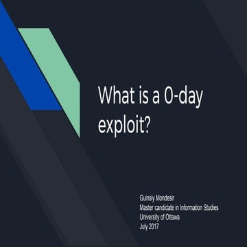 What is a 0 day exploit?