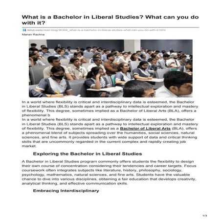 What is a Bachelor in Liberal Studies? What can you do with it?