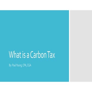 What is Carbon Tax or a Price for Carbon