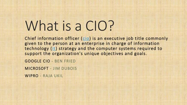 ROLE OF CIO