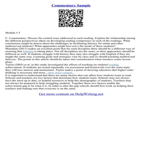 What Is A Commentary In An Essay