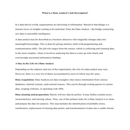 What is a Data Analyst’s Job Description