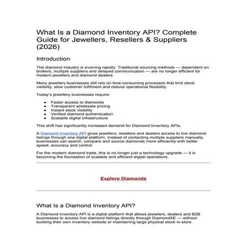 Comprehensive Guide to Diamond Inventory APIs for Jewellers, Resellers ...