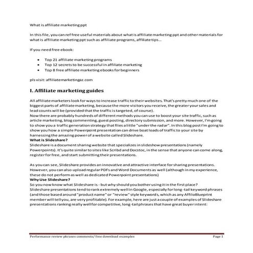 What is affiliate marketing ppt