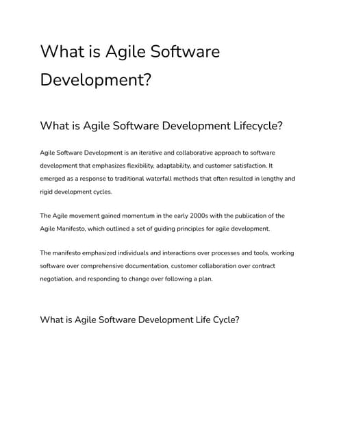 What is Agile Software Development?