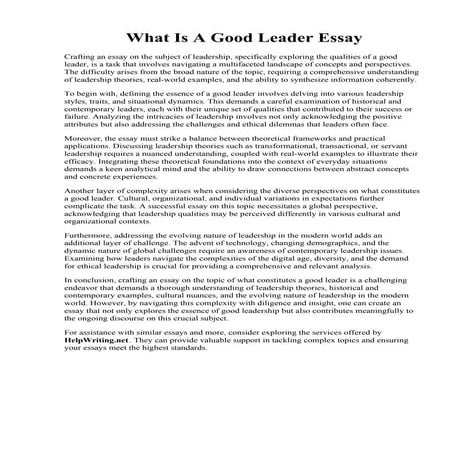 What Is A Good Leader Essay. Leadership Essay Writing: Useful Guide  Pro Essa...