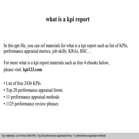What is a kpi report