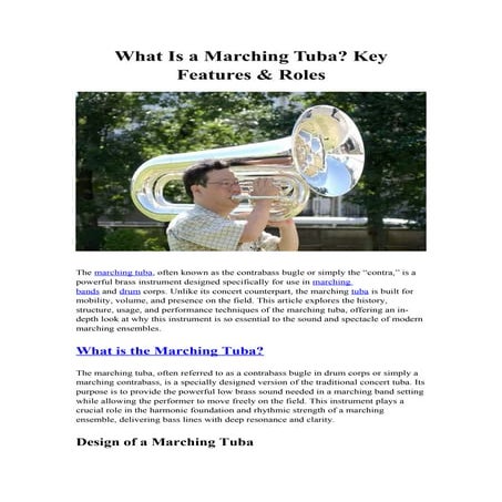 Comprehensive Guide to the Marching Tuba: Features, Playing Techniques ...