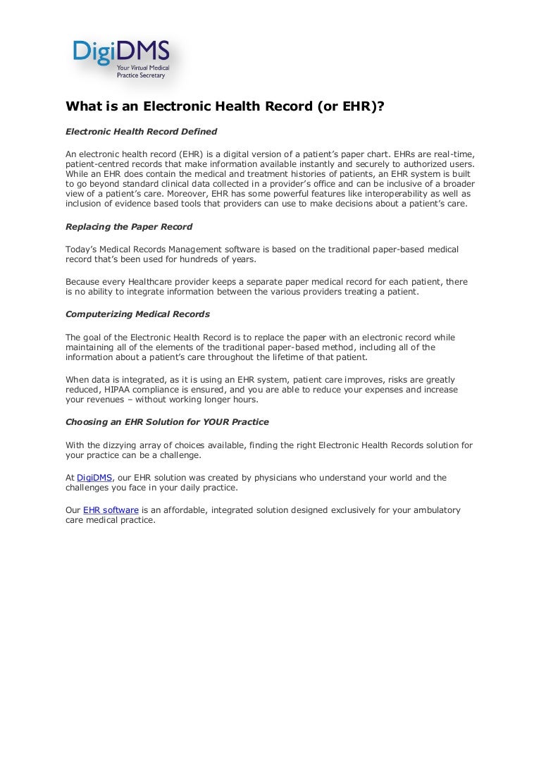 What is an Electronic Health Record?