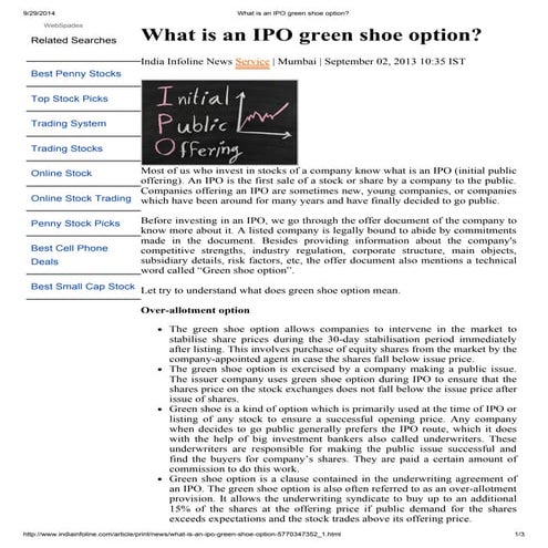 What is an ipo green shoe option 