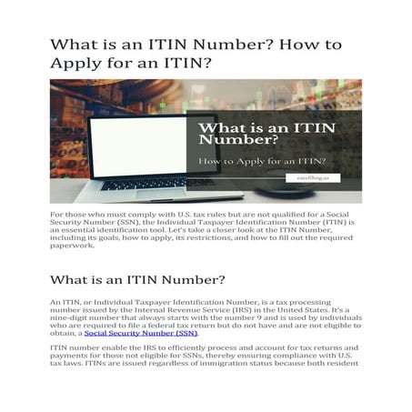 What is an ITIN Number? How to Apply for an ITIN?