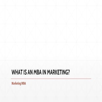 What is an MBA in Marketing? 