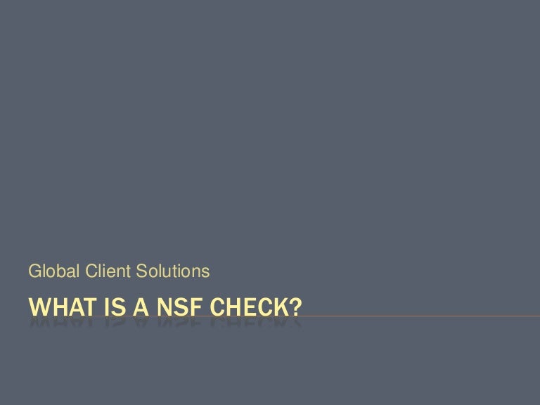 What Is a NSF Check?