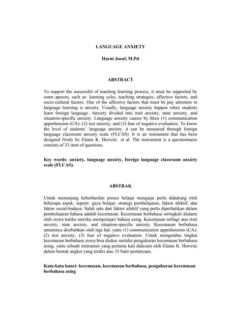 Foreign Language Anxiety | PDF