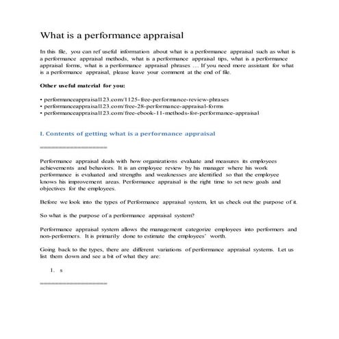 What is a performance appraisal