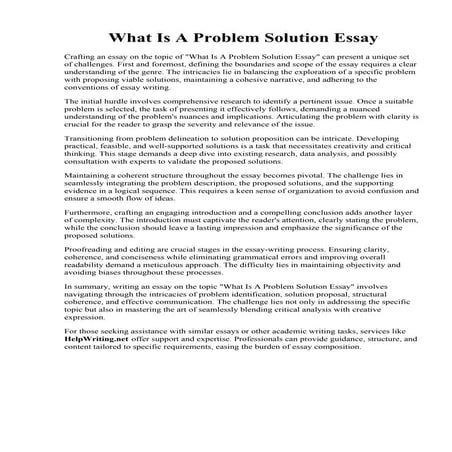 What Is A Problem Solution Essay | PDF