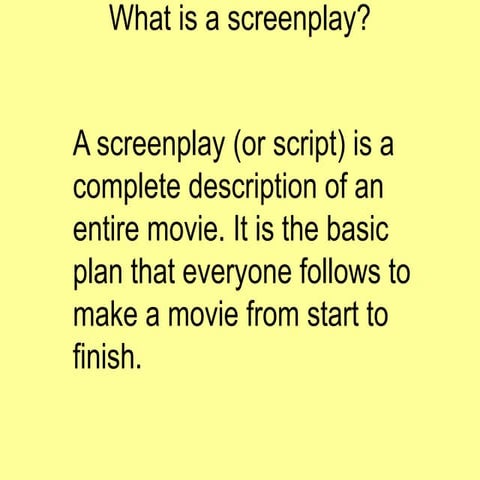 What is a screenplay.Screenplays are written in certain forms. There are very...