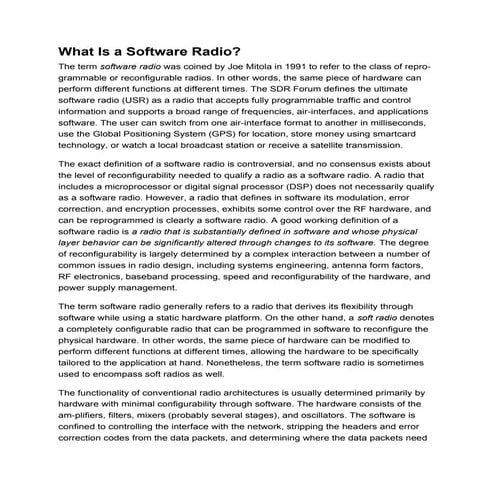 What Is a Software Defined Radio definition.doc