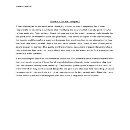 Role Of The Sound Designer