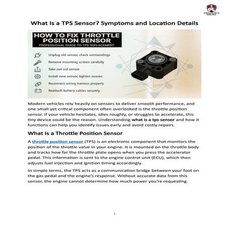 What Is a TPS Sensor Symptoms and Location Details | DOCX