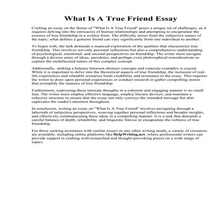 What Is A True Friend Essay