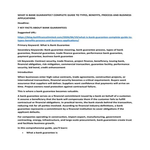 Comprehensive Guide to Bank Guarantees: Types, Benefits, and Business ...