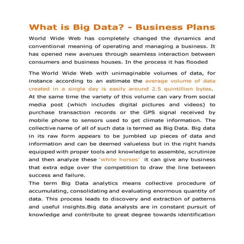What is Big Data? - Business Plans