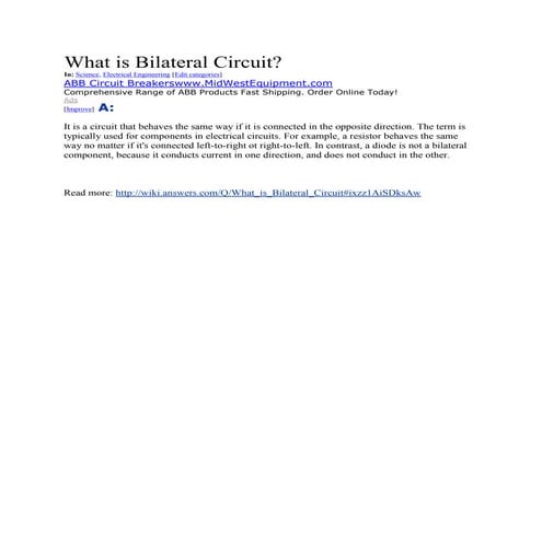 What Is Bilateral Circuit? , Electrical Engineering – ERLH