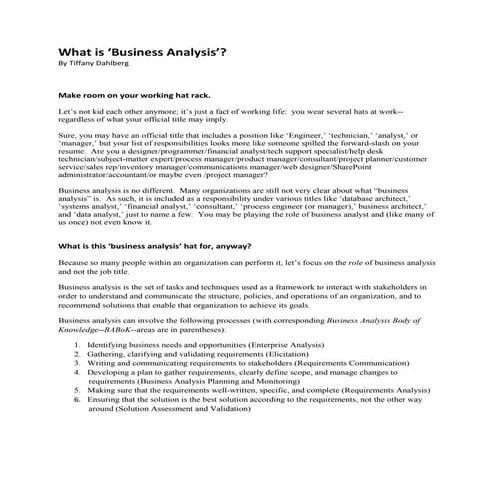 What is business analysis