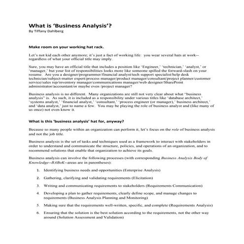 What is business analysis