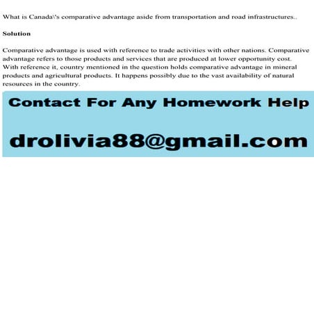 What is Canadas comparative advantage aside from transportation an.pdf