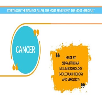 CANCER: KINDS, MECHANISM GENETICS AND EXAMPLES | PPTX