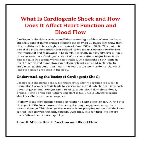 What Is Cardiogenic Shock and How Does It Affect Heart Function and ...