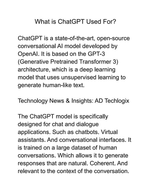 What is ChatGPT Used for ?
