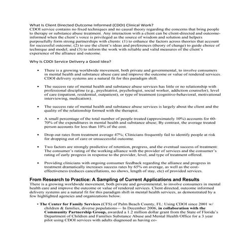 What Is Client Directed Outcome Informed