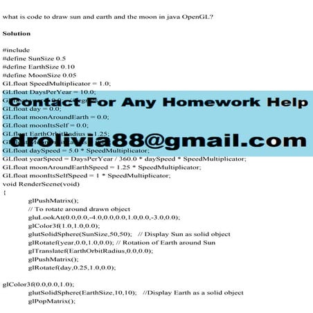 what is code to draw sun and earth and the moon in java OpenGLS.pdf