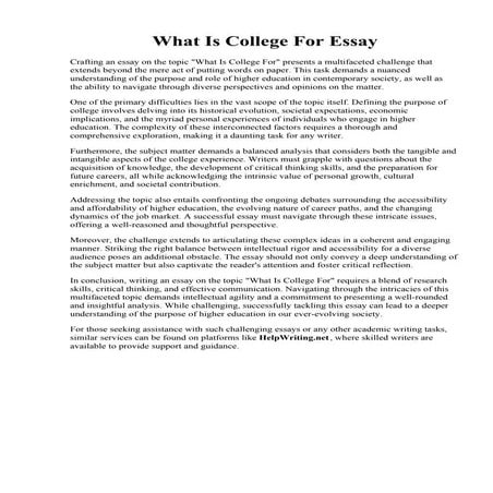 What Is College For Essay PDF