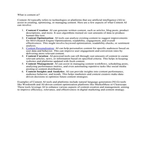 Content AI typically refers to technologies or platforms