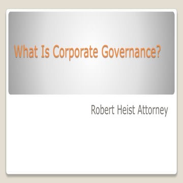 What Is Corporate Governance?