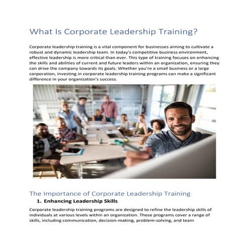 What Is Corporate Leadership Training....