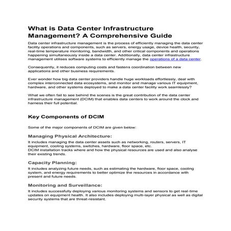 Data Center Infrastructure Management Demystified | PDF