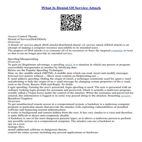 What Is Denial Of Service Attack