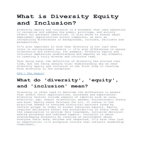 What is diversity equity and inclusion?