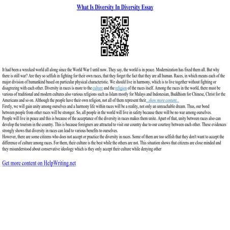 What Is Diversity In Diversity Essay