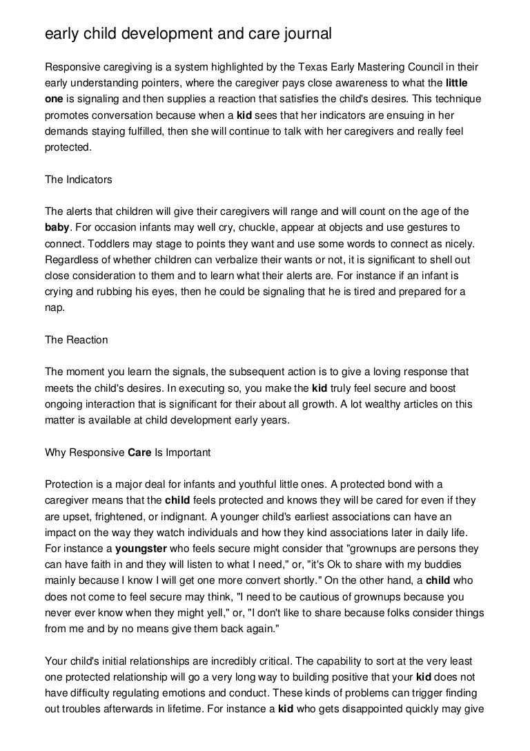 early child development and care journal