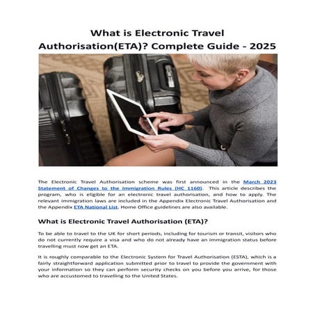 What is Electronic Travel Authorisation(ETA) - Complete Guide - 2025 | PDF