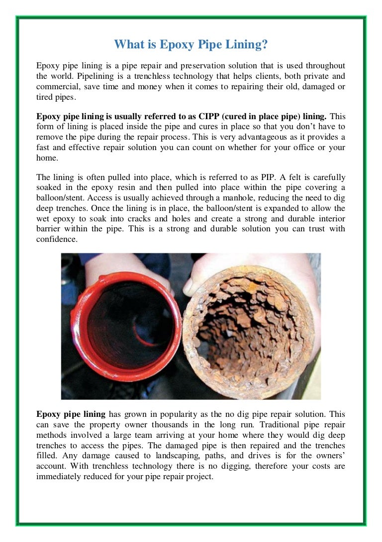What is epoxy pipe lining