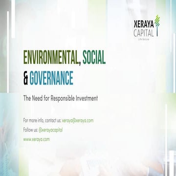 ESG: The Need for Responsible Investment