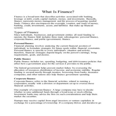 What is finance