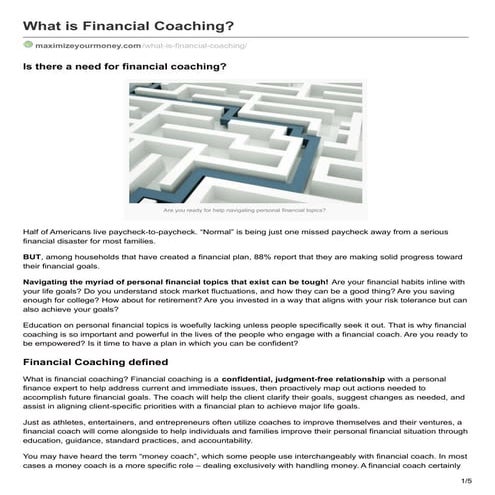 What is financial coaching?